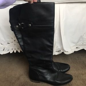 Coach black leather flat boots